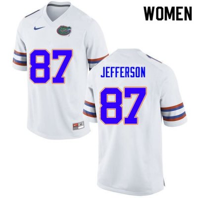 Women's Florida Gators #87 Van Jefferson NCAA Nike White Authentic Stitched College Football Jersey TAK1762ZU